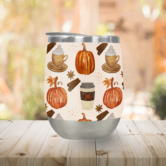 Pumpkin Spice Coffee Stemless Wine Tumbler